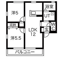 レトアハイム 2LDKの間取図画像
