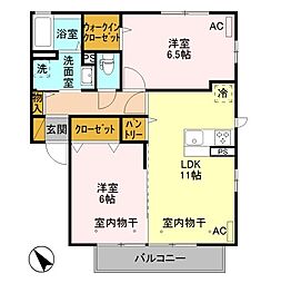 ジヴェルニー 2LDKの間取図画像