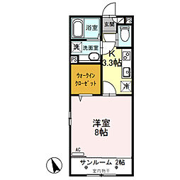 ルビーD 1Kの間取図画像