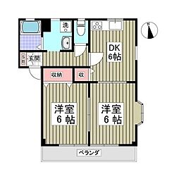 エクセレントA 2DKの間取図画像