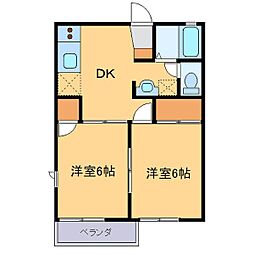 ボナール千木良B 2DKの間取図画像
