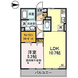 エメラルドグリーン 1LDKの間取図画像