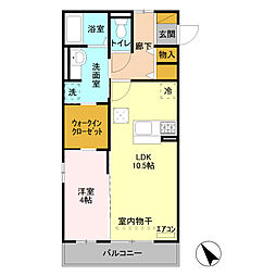オペラハウス上大島B 1LDKの間取図画像