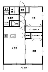 マンションシェル 2LDKの間取図画像