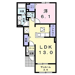 マーベラスキキC 1LDKの間取図画像