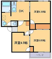 グランドール除ケA 3DKの間取図画像