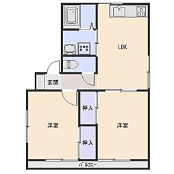 コンフレールみやこ 2LDKの間取図画像