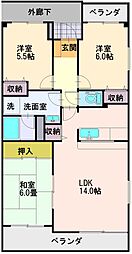 ホワイトハウスうれし野 3LDKの間取図画像
