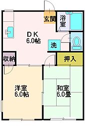 アネックス飛田和A 2DKの間取図画像