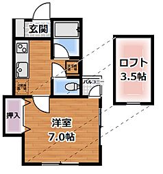 カーサM 1Kの間取図画像