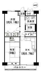 京都上京ハウス1号棟 2DKの間取図画像