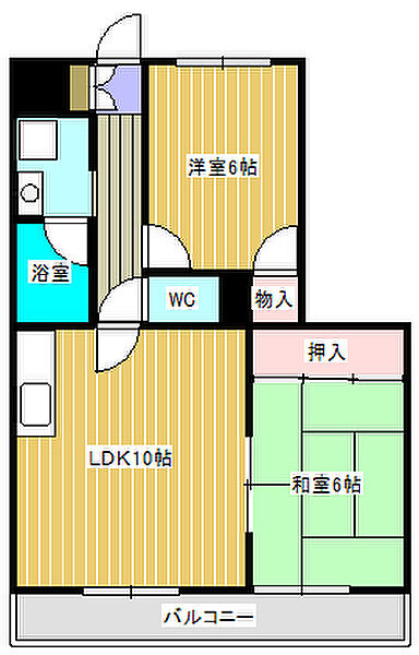 ビバリーヒルズシャトー ｜千葉県松戸市大谷口(賃貸マンション2LDK・4階・55.00㎡)の写真 その2