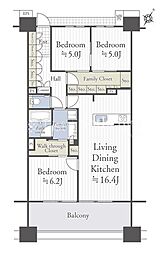 クリオレジダンス横濱ベイサイド 3LDKの間取図画像