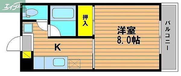 岡山県岡山市北区今村(賃貸マンション1K・3階・27.36㎡)の写真 その2