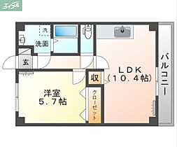 岡山県岡山市北区今8丁目（賃貸マンション1LDK・2階・39.42㎡） その2