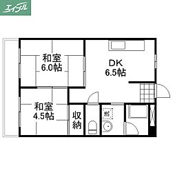 プレアール新保 2DKの間取図画像
