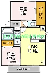 ルーチェプラッシード 2LDKの間取図画像