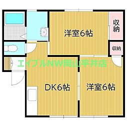 グリーンハイツ福島FB棟 2DKの間取図画像