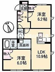 アルトーレカーサA 2LDKの間取図画像