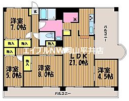 ロビニエ豊成 4LDKの間取図画像