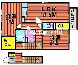 エスポワールえなみA 2LDKの間取図画像