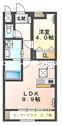 JR山陽本線 東岡山駅 徒歩23分の賃貸アパート 1階1LDKの間取り