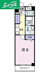 プラシード倉敷 1Kの間取図画像