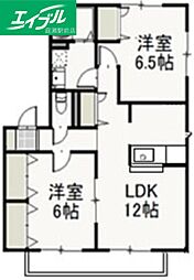 リジョイスタウンB 2LDKの間取図画像