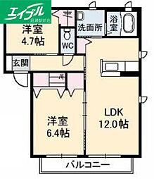 シャーメゾン箕島 2LDKの間取図画像