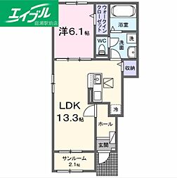 エスポワール昴A 1LDKの間取図画像
