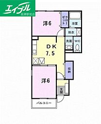 ブランプレジールB 2DKの間取図画像