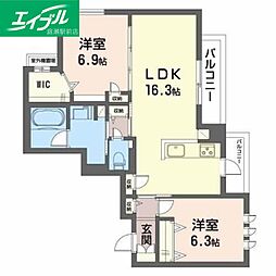 シリウス 2LDKの間取図画像