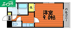 コンフォルト中祥 1Kの間取図画像