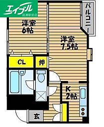 エルム20 2Kの間取図画像