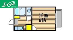 YプラッツB 1Kの間取図画像
