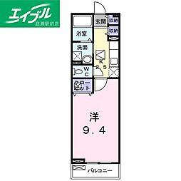 メロウコート 1Kの間取図画像