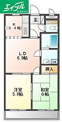プロニティマイス 2LDKの間取図画像