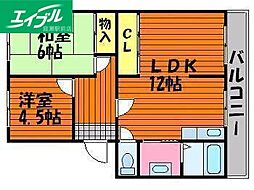 国富コーポ 2LDKの間取図画像