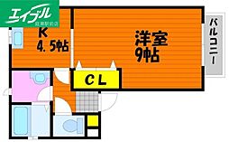 平和荘 1Kの間取図画像