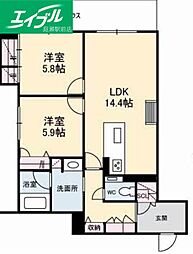 シャーメゾンステージ大島 2LDKの間取図画像