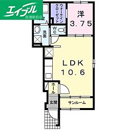 ミキハウス2B 1LDKの間取図画像