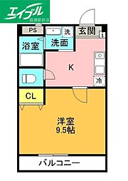 コスモ21 1Kの間取図画像