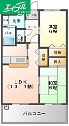 サンルーム秋桜 2LDKの間取図画像