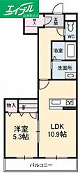 GrantsVila大福B 1LDKの間取図画像