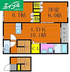 ハピネスA 2LDKの間取図画像