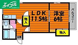 ピュア中央 1LDKの間取図画像