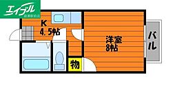 アルカディア総社 1Kの間取図画像