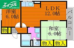 エスペランサ平野A 2LDKの間取図画像