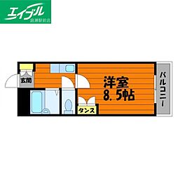 ブロードヒル2 1Kの間取図画像