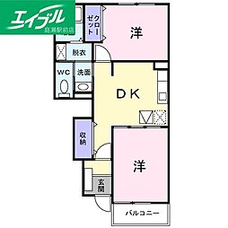 ブランプレジールB 2DKの間取図画像